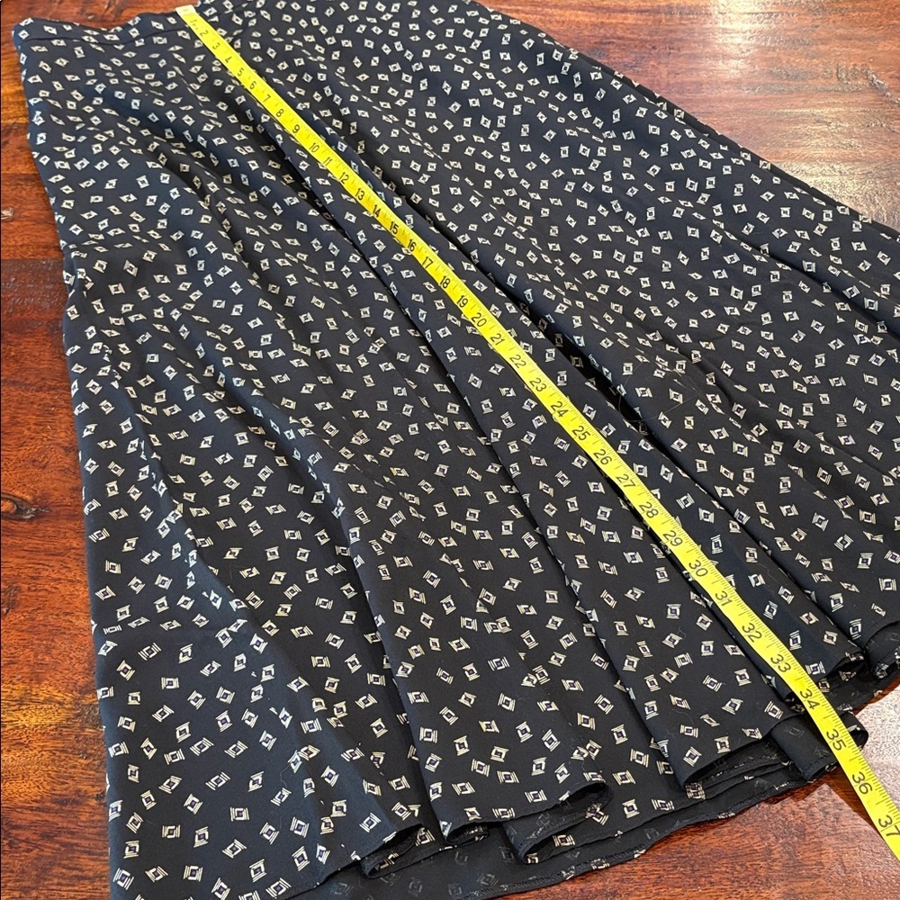 Vintage Ralph Lauren Black Patterned Maxi Skirt with Ivory Geometric Print sz 8 - Picture 11 of 11
